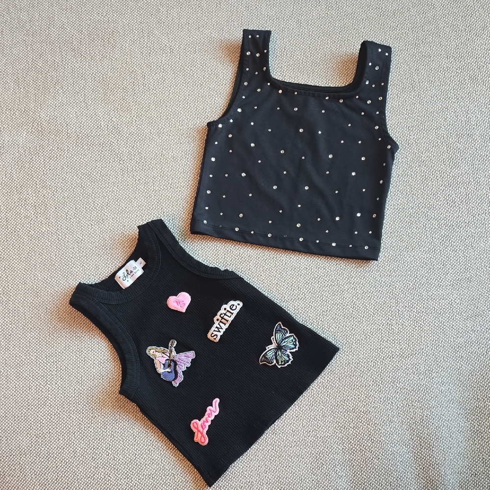 Lola + The Boys Black Ribbed Crewneck Tank